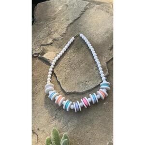 Vintage MCM Statement Necklace in Bright Bold Pastel Colors Mid Century Modern